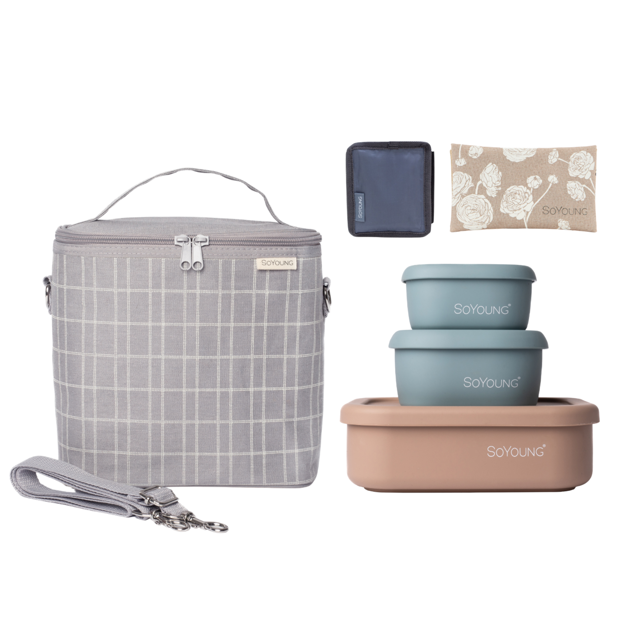 The Ultimate Lunch Bundle - Light Grey Grid - 6pc