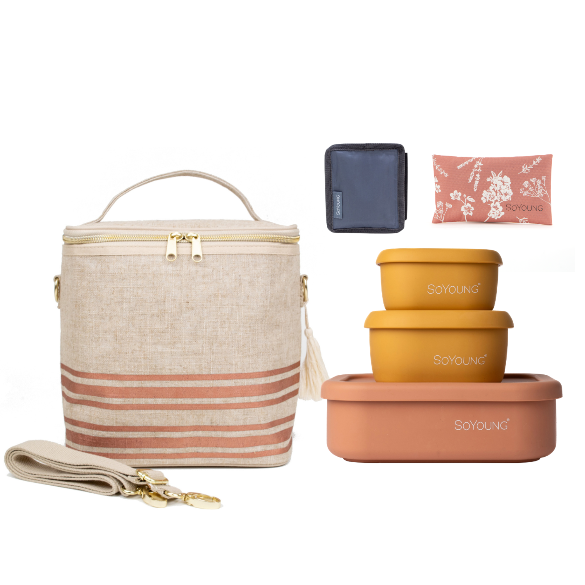 The Ultimate Lunch Bundle - Rose Gold Horizontal Stripe - 6pc