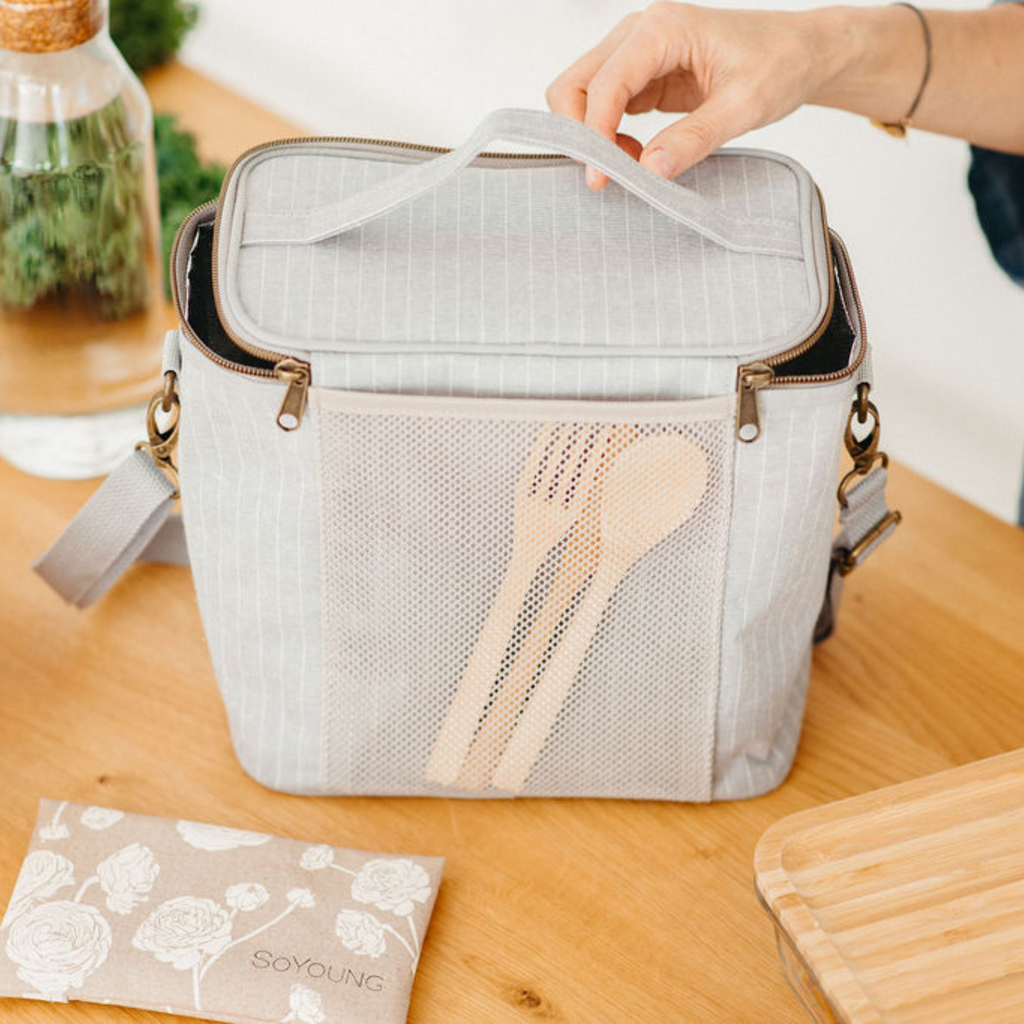 Pinstripe Heather Grey Lunch Poche – SoYoung USA